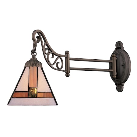 Elk Lighting 1-Light Swingarm Wall Lamp in Tiffany Bronze and Tiffany Style Glass 079-TB-01